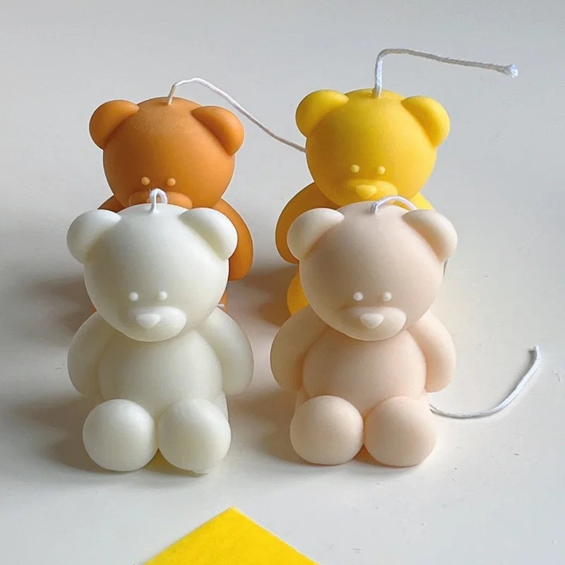 3D Cute Cartoon Bear Silicone Candle Mold | Resin, Gypsum, Ice Cube Baking Mold | Bedroom Decor | Birthday Party, Wedding Souvenirs