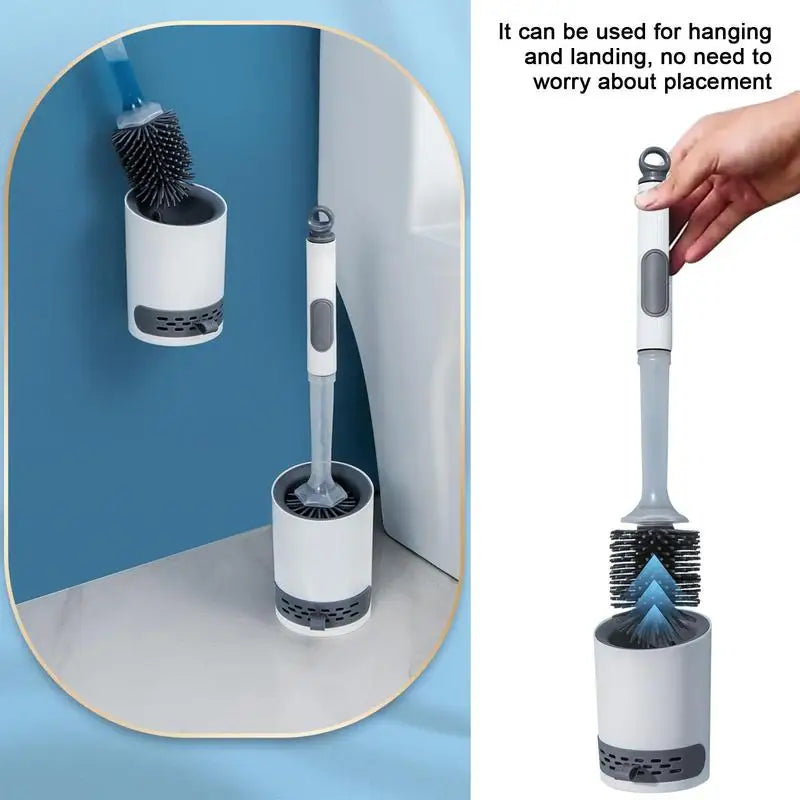 Silicone Toilet Brush with Gel Dispenser – Wall-Mounted, No-Slip Long Handle for Bathroom Cleaning