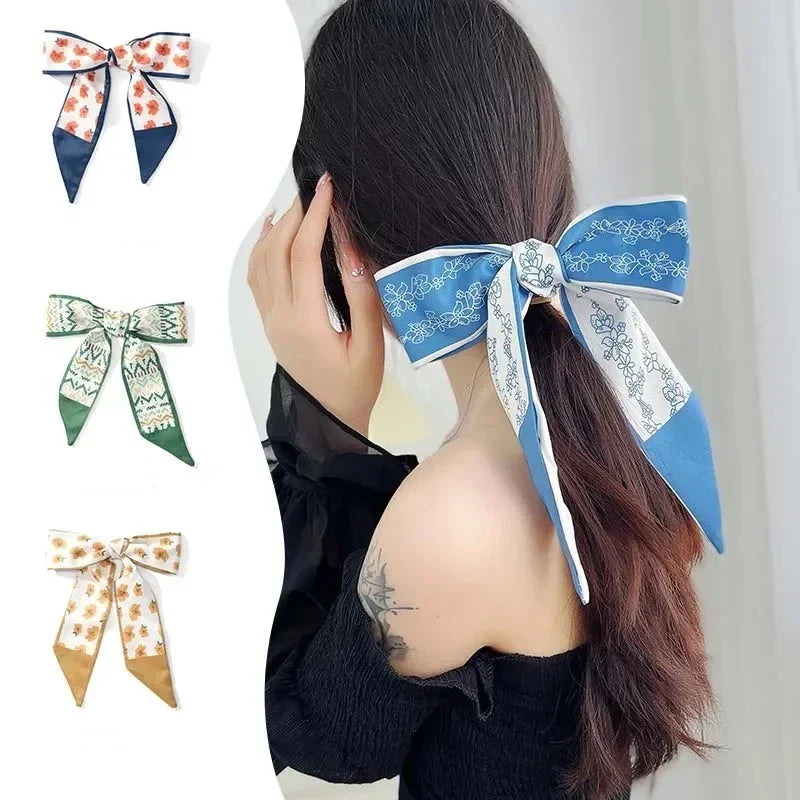 4pcs Silk Satin Scarves for Women – Hair Bands, Neck Ties & Bag Accessories