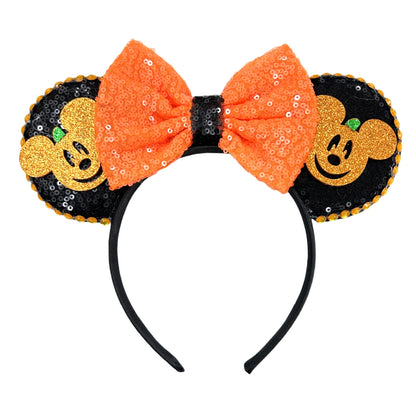 Mickey Mouse Ears Headband with Bow – Sequin Candy Cosplay Costume Party Accessory for Girls & Women, Christmas Gift