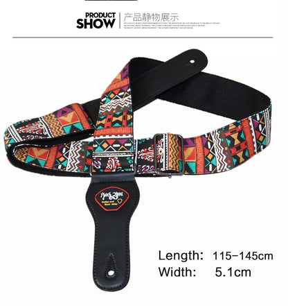 High-Quality Cotton Guitar Strap – Adjustable Length, 6.2cm Wide for Acoustic Guitar & Electric Bass