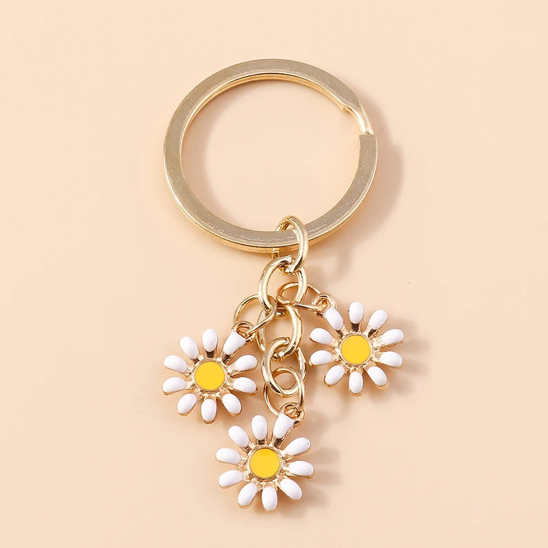 Sakura Flower Enamel Keychain - Colorful Cute Key Ring Handbag Accessory Gift for Women & Girls