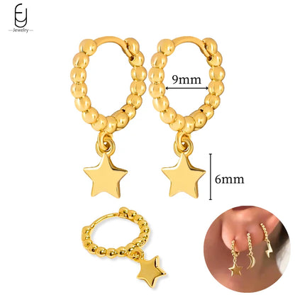 925 Sterling Silver Gold Tassel Earrings - Vintage Crystal Long Chain Hoop Jewelry for Women