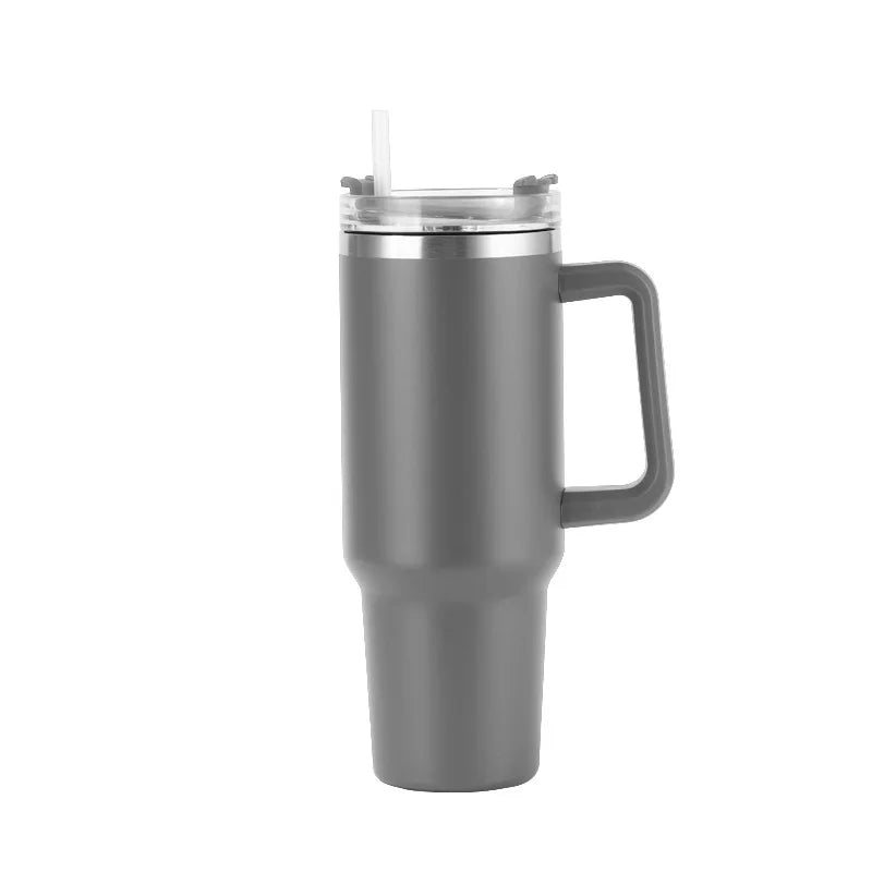 40oz Stainless Steel Insulated Water Bottle with Handle – Cold-keeping Tumbler with Lid, Straw, and Mug for Summer Outdoor Activities