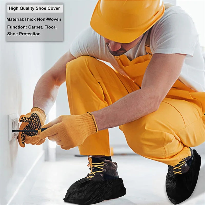 100 Count Disposable Boot & Shoe Covers – Non-Slip Foot Booties for Indoor & Outdoor Use, Home & Workplace Protection