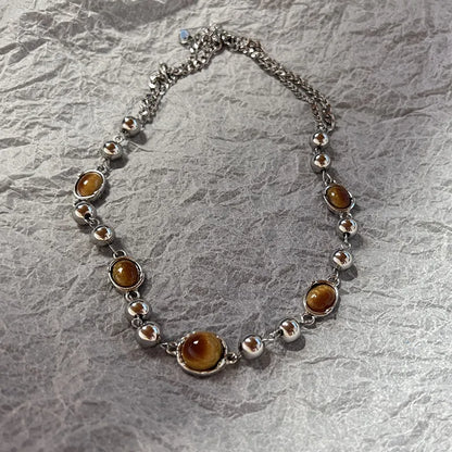 Y2K Opal Pendant Necklace - Fashion Punk Bohemian Metal Chain Jewelry for Women & Girls