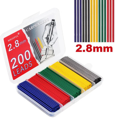 200Pcs 2.8mm Carpenter Pencil Lead Refills - Large Capacity Woodworking Pencil Accessories for Architects & Carpenters
