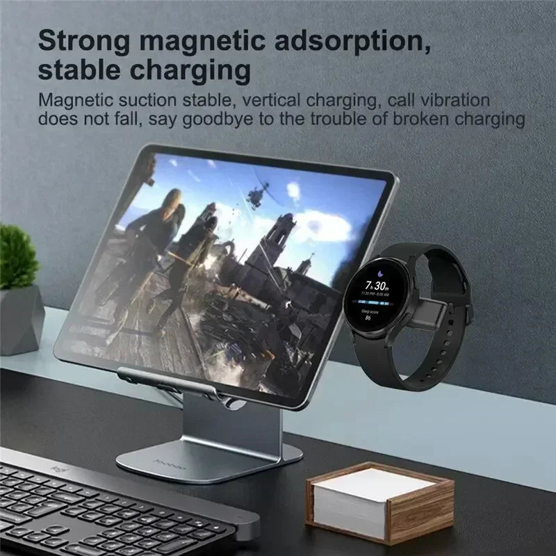 Magnetic Wireless Watch Charger USB-C — Fast Charging for Apple Watch 9/8/7/6/5/4/SE & Samsung Galaxy Watch 7/6/5/4 Active 1/2