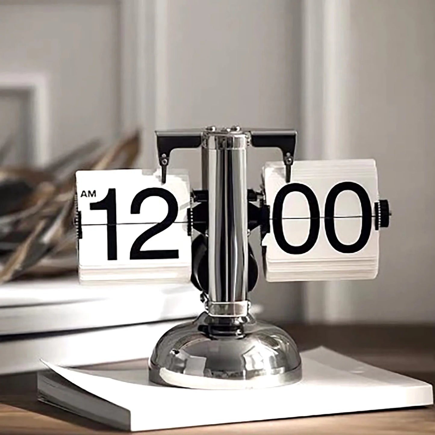 Digital Down Clock – Retro Minimalist Single Foot Mechanical Auto Desk Clock for Home & Living Room