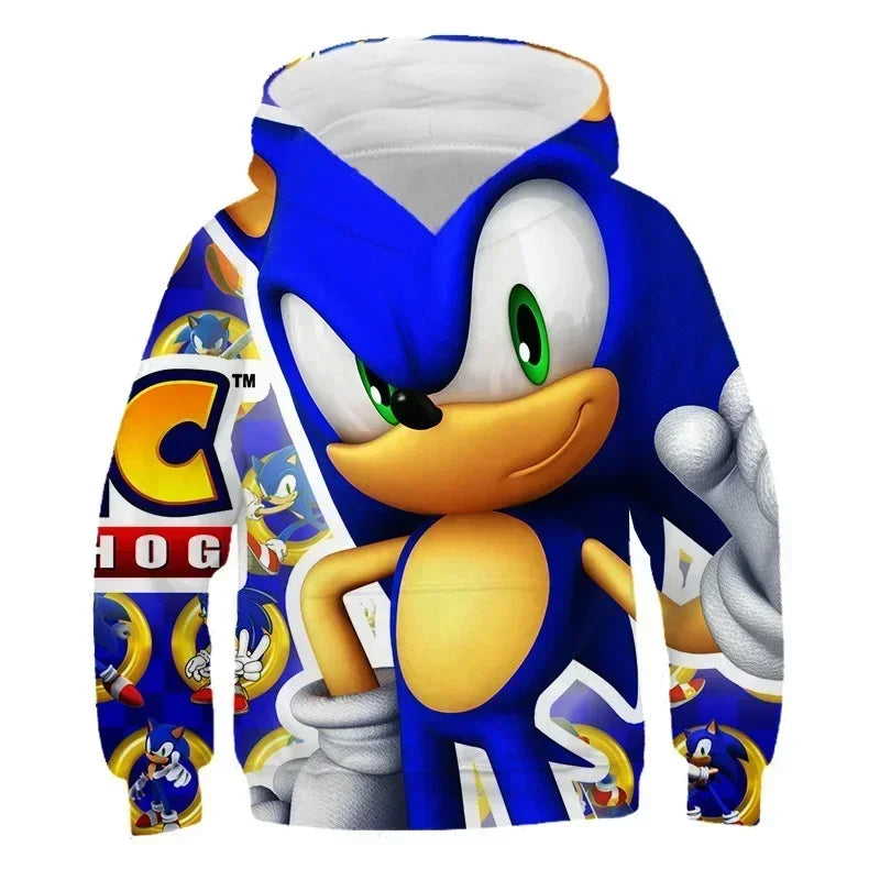 2024 Sonic 3D Kids Hoodie – Cartoon Print Long Sleeve Sweatshirt for Boys & Girls, Spring & Autumn Clothing