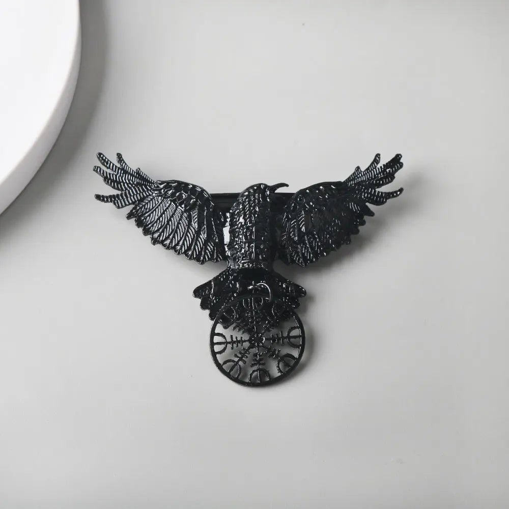 Gothic Crow Hair Clip - Vintage Raven Barrette for Women, Witch Viking Halloween Cosplay Accessory