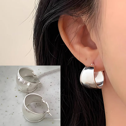 PANJBJ925 Sterling Silver Hoop Earrings - Frosted Geometric Design Fashion Jewelry Gift for Women