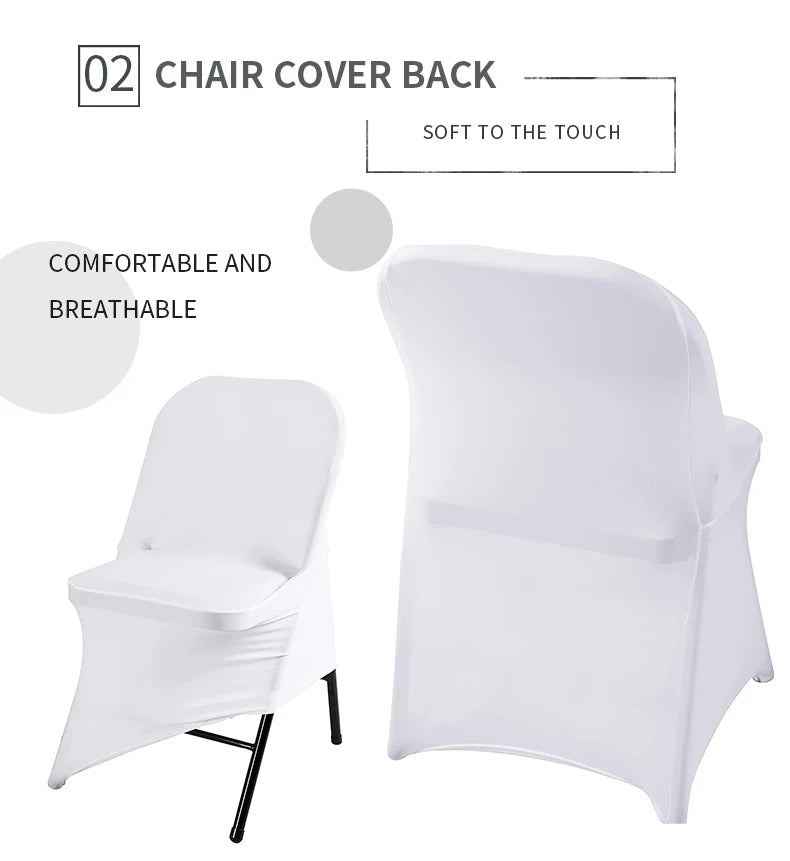 READOR White Spandex Chair Covers – 30/50/100Pcs Stretch Slipcovers for Wedding, Party & Banquet Folding Chairs