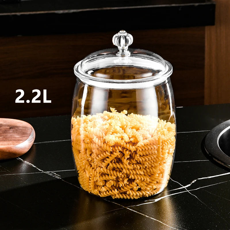 Plastic Food Storage Jar with Airtight Lid - 2.2/3.8/6.5L Flour, Grains, Candy & Cookie Canister