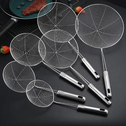 3-Size Stainless Steel Colander Set – Household Noodle, Dumpling, Hot Pot Strainers with Pearl Line Drain