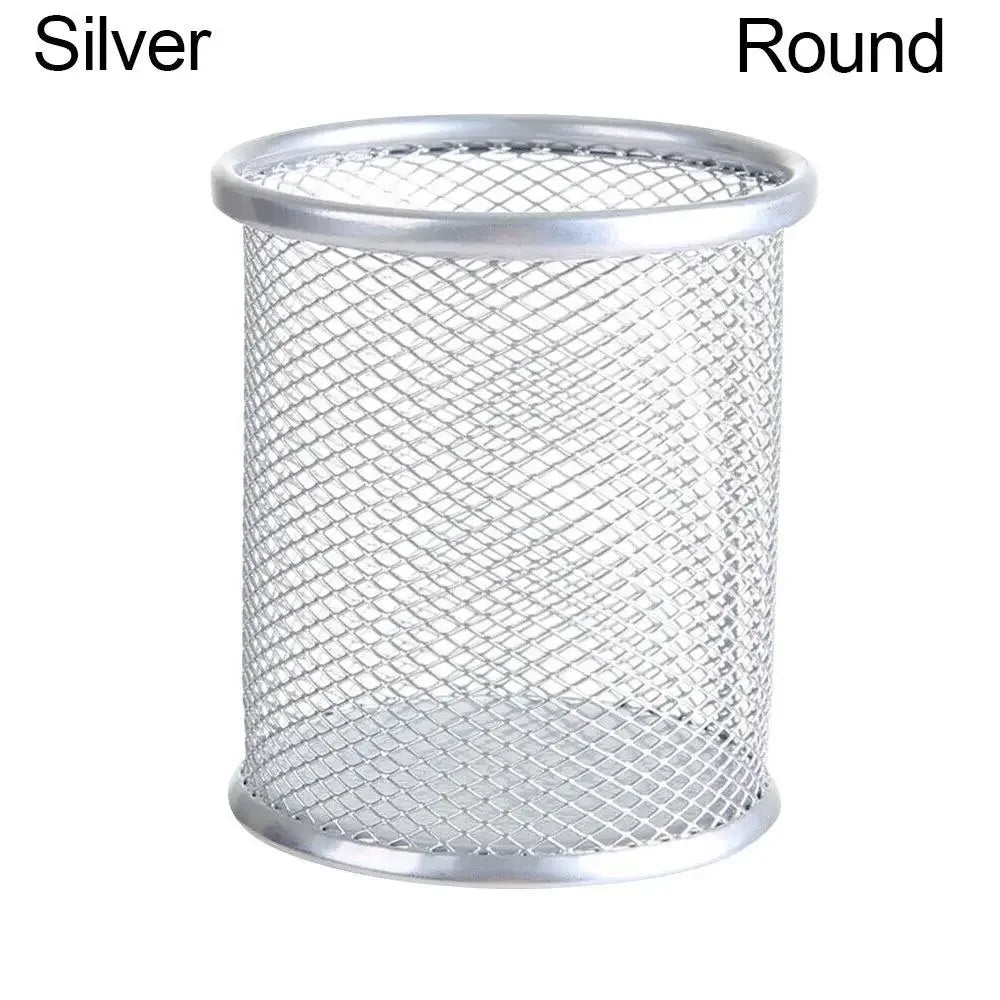 Multifunction Mesh Pen Holder - Round or Square Desk Organizer for Pens, Pencils & Stationery