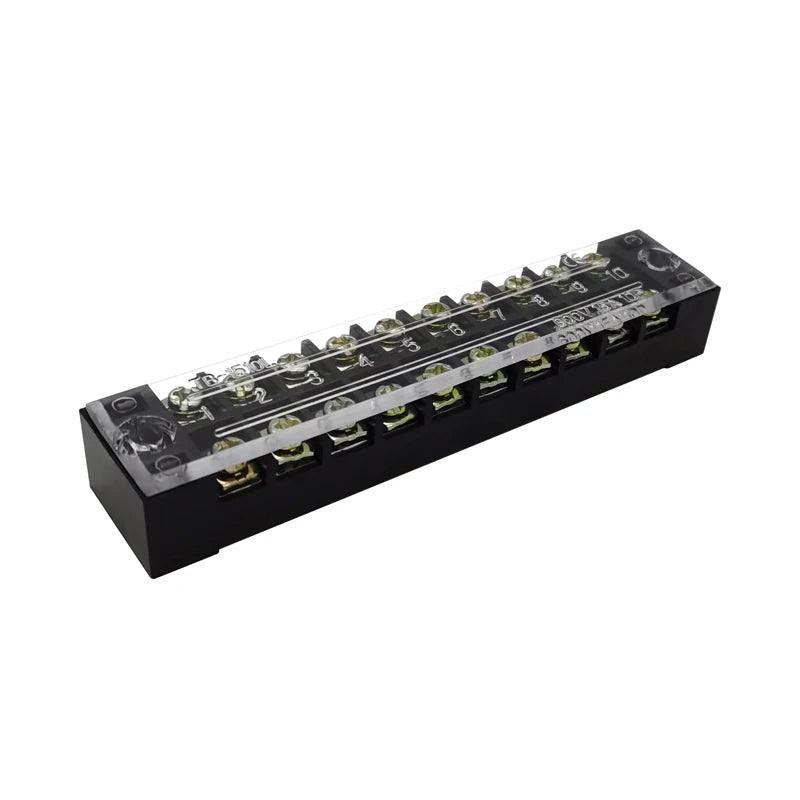 Dual Row Barrier Screw Terminal Block Strip — 600V 15A Wire Connector, 3-20 Position Options