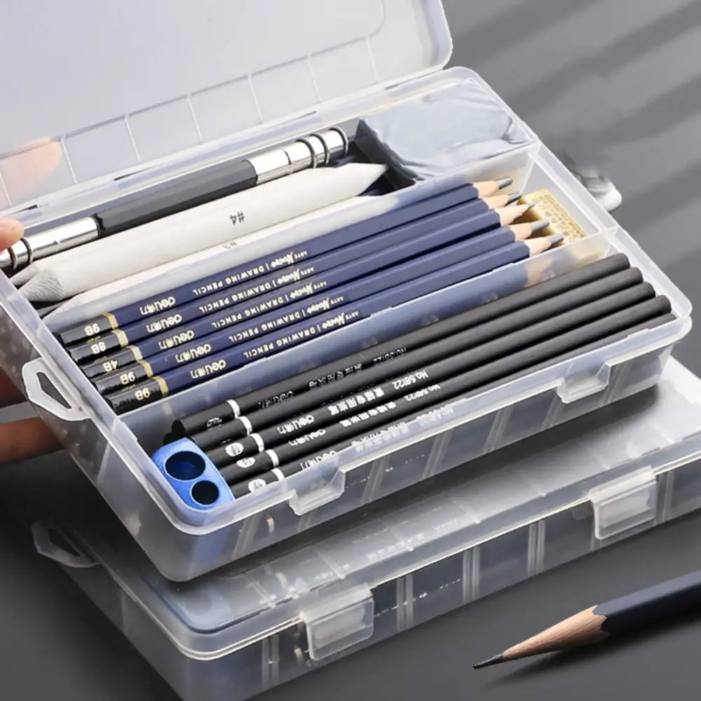 Large Capacity Transparent Pencil Case – Cartoon PP Pen Box & Art Supplies Storage Stationery Organizer