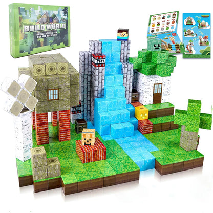 DIY Magnetic Building Blocks Set – Mine World Cube Magnets, STEM Construction Toy for Boys & Girls, Montessori Sensory Gift