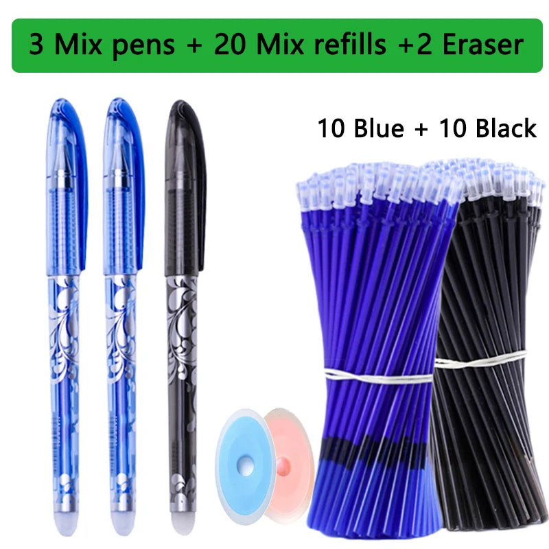 Kawaii Erasable Gel Pens 25-Piece Set - Cute School and Office Writing Pens for Notebooks and Stationery