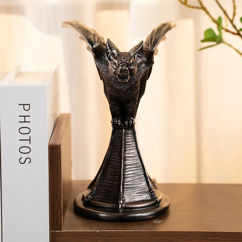 Retro Gothic Animal Candle Holders - Black Bat, Wolf, Leopard, Crow, Cat Designs for Halloween and Fun Home Decor