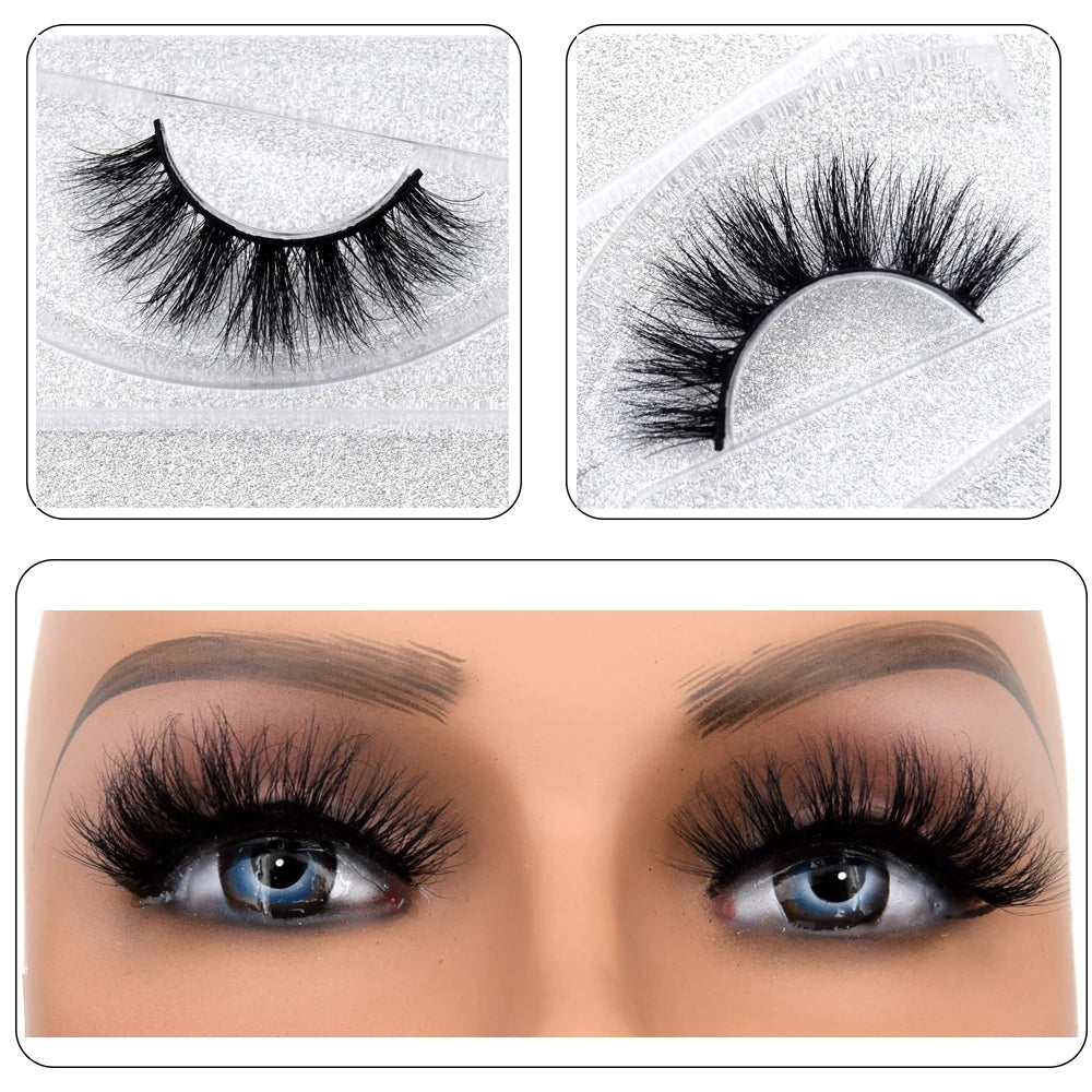 3D Real Mink False Eyelashes – Thick Handmade Strip Lashes with Glitter Packing for Makeup Beauty D101