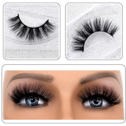 3D Real Mink False Eyelashes – Thick Handmade Strip Lashes with Glitter Packing for Makeup Beauty D101