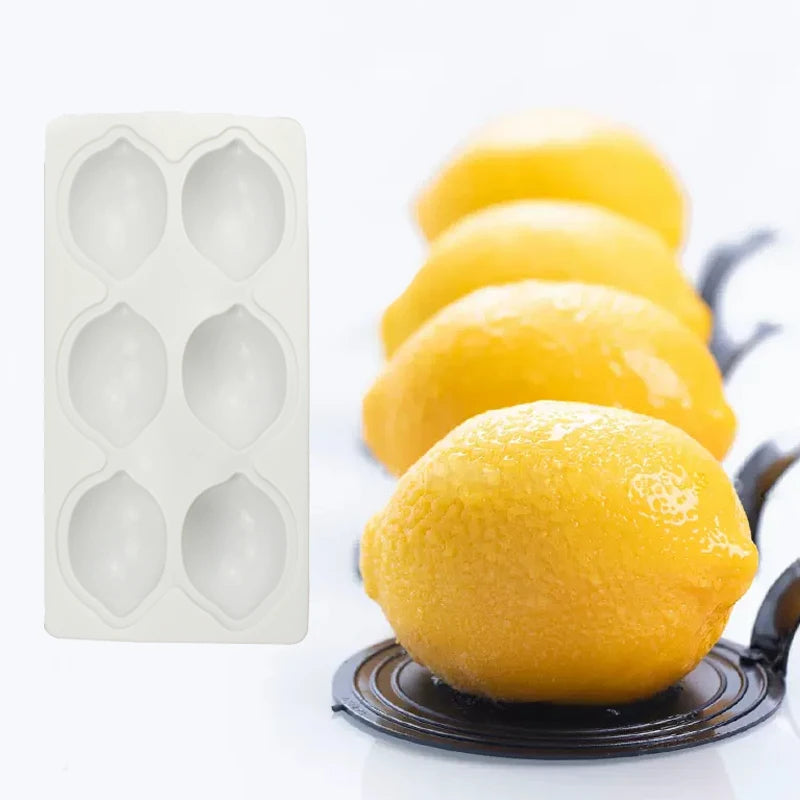 SHENHONG 3D Lemon Silicone Mould – 6-Cavity French Dessert Mousse Cake Mold for Pastry & Baking