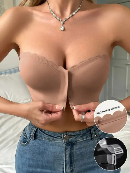 Front Button No-Wire Bra — Smooth, Breathable, Comfortable Underwear, Solid Color, Invisible & Seamless Design