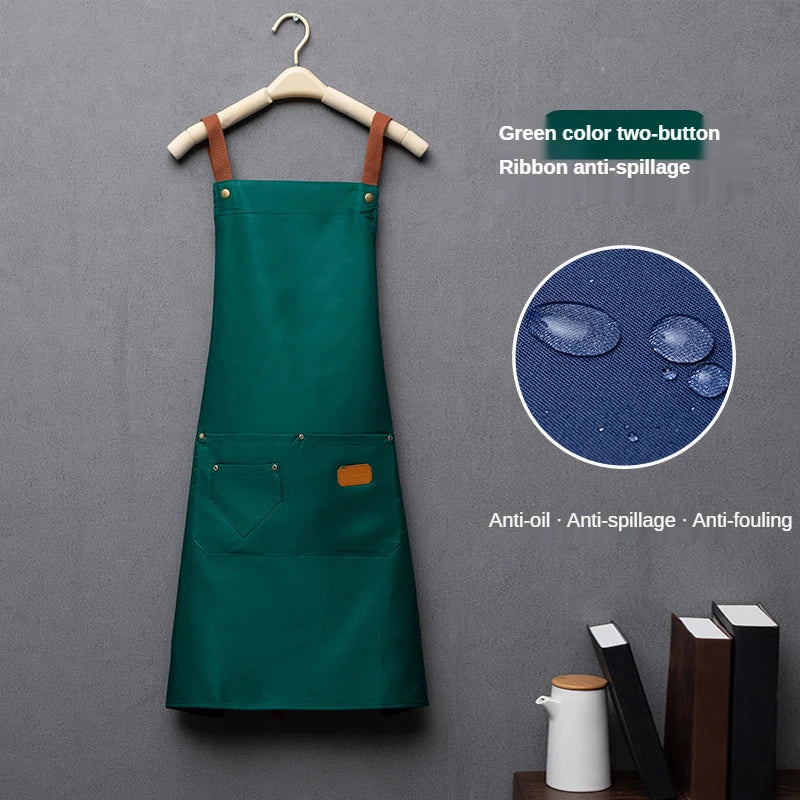 Customized Embroidery Kitchen Apron – Waterproof Bib with Logo, Signature, Pockets, and Waist Bag for Home Chefs & Bakers