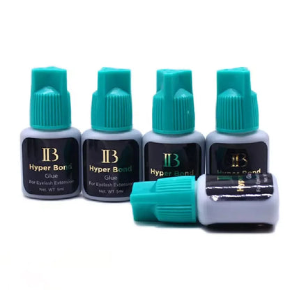 IB Hyper Bond Eyelash Extension Glue — 5/10 Bottles Korea 0.5s Fast-Drying Cyan Cap Adhesive for False Lashes and Makeup Tools