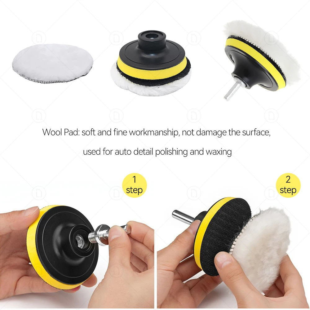3-Inch Headlight Repair & Restoration Kit — Car Polishing Disc with Auto Waxing Sponge and Sandpaper for Detailing