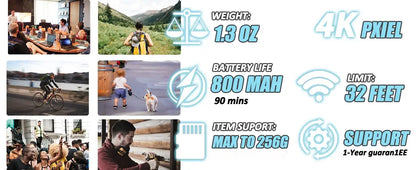 4K HD Mini Vlog Camera — WiFi Wireless Portable Action Body Cam for Sports, Travel & Photography