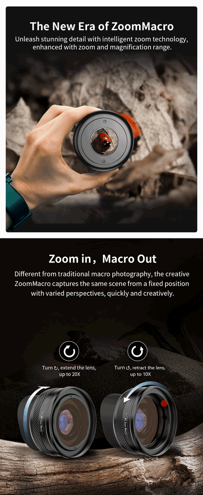 APEXEL 10-20X Zoom HD Macro Lens – Micro Phone Camera Lens for iPhone, Samsung & All Smartphones Eye Macro Photography
