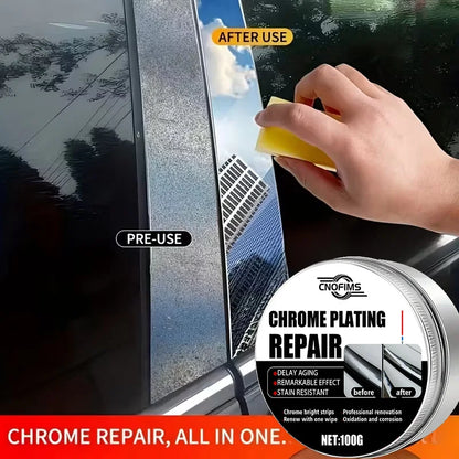 Chrome Polish with Sponge – All-Vehicle Chrome Oxidation Remover & Shine Restorer