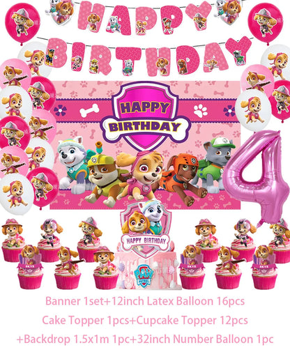 PAW Patrol Skye Pink Birthday Party Decorations Set – Foil Balloon Backdrop, Disposable Tableware & Baby Shower Supplies for Girls Kids Gifts