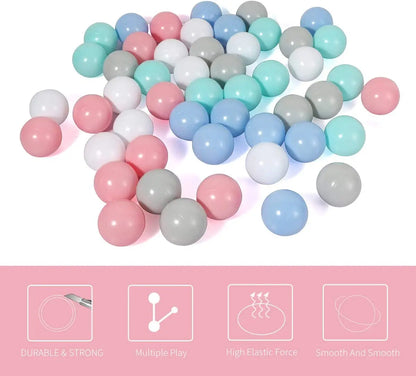 Colorful Baby Plastic Balls — Water Pool & Ocean Wave Balls with Basketball Hoop for Kids, Outdoor Tent Playhouse Toys