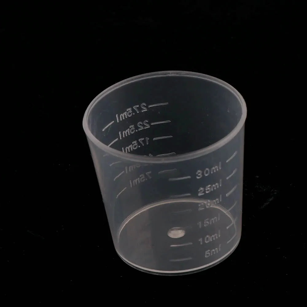 20/100PCS Transparent Plastic Measuring Cups – Disposable Liquid Containers for Epoxy Resin, Silicone Mold, DIY Jewelry Making