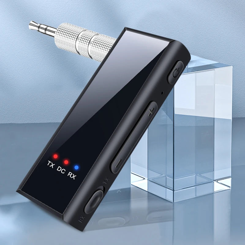 Bluetooth 5.4 Audio Transmitter Receiver – 3.5mm AUX Wireless Adapter with Mic & TF Card Support for Car, TV & PC