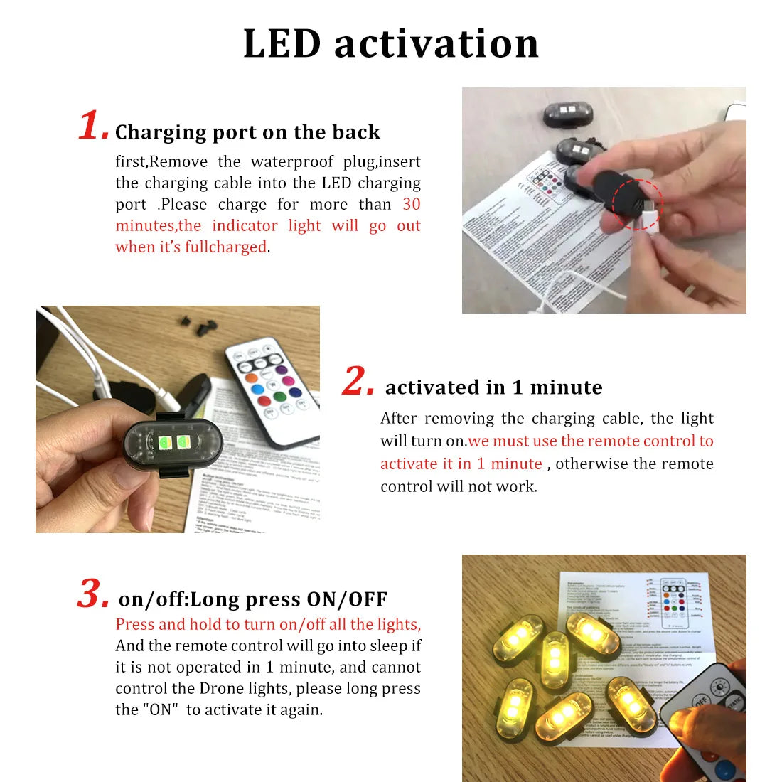 Wireless Remote Control Car LED Lights – Multi-Mode Warning & Decorative Lights for Cars & Motorcycles, 2/4/6 Pack