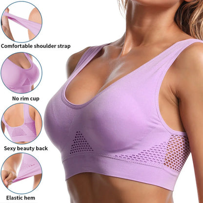 Seamless Mesh Sports Bra for Women – Wireless Shockproof Gym & Yoga Bra, Breathable Plus Size 6XL Running Crop Top