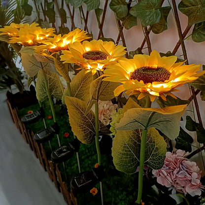 3 Heads LED Solar Sunflower Light – Garden and Lawn Night Lights, Landscape Lamp for Home Decoration and Christmas