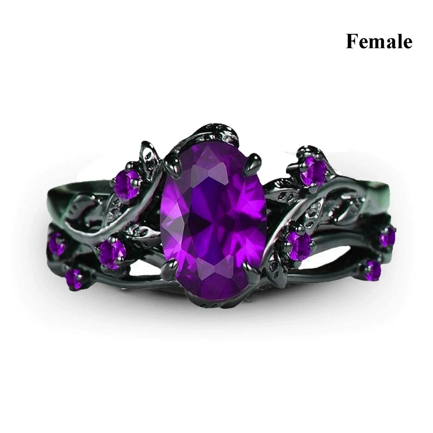 Couple Celtic Dragon Rings Set - Purple Rhinestone CZ Stainless Steel Wedding Jewelry for Men & Women