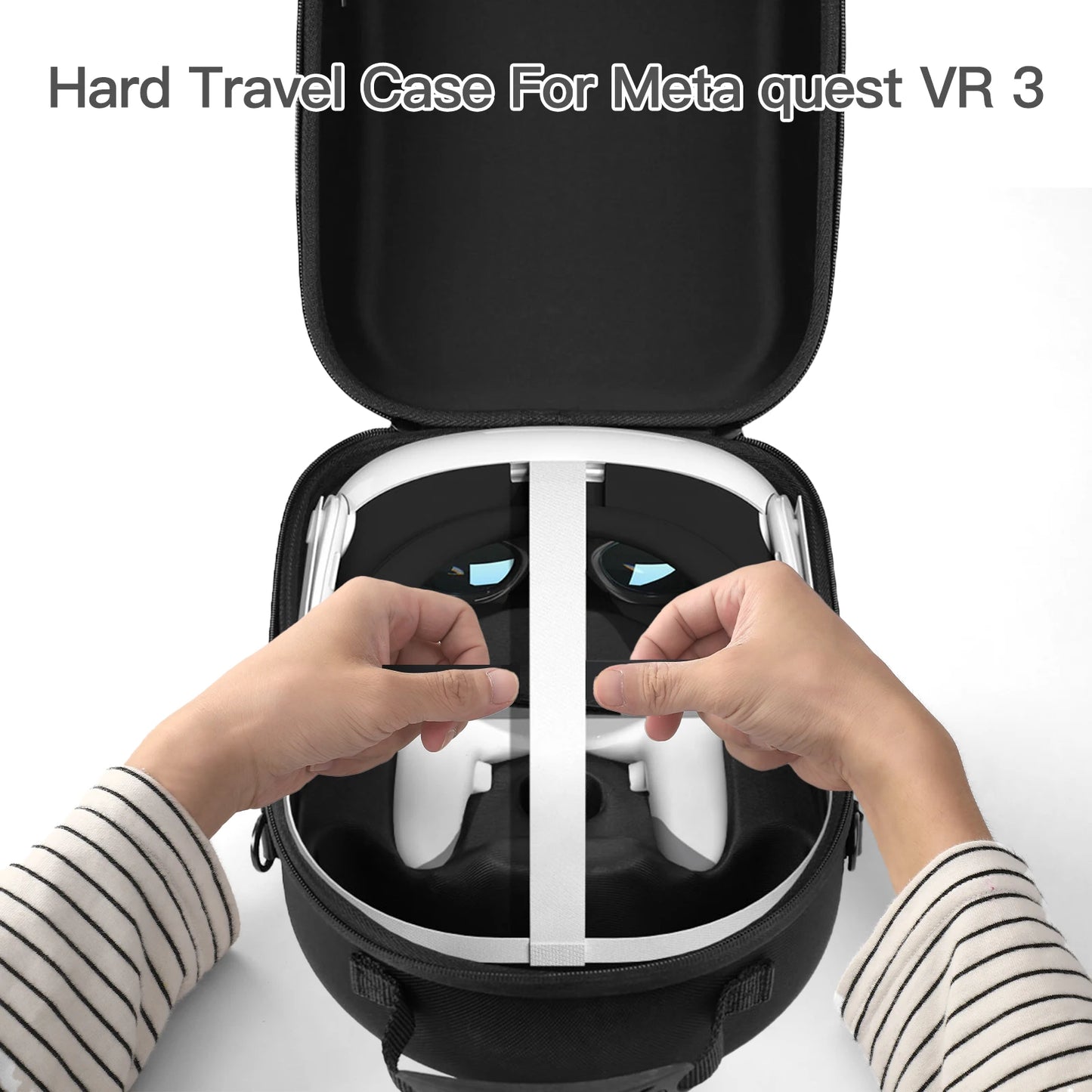 Meta Quest 3 VR Headset Hard EVA Carrying Case with Shoulder Strap – Travel Storage Bag for VR Accessories