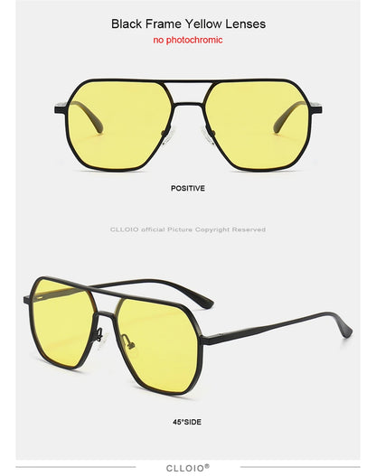 CLLOIO Fashion Aluminum Photochromic Sunglasses – Polarized Chameleon Anti-Glare Driving Glasses for Men & Women