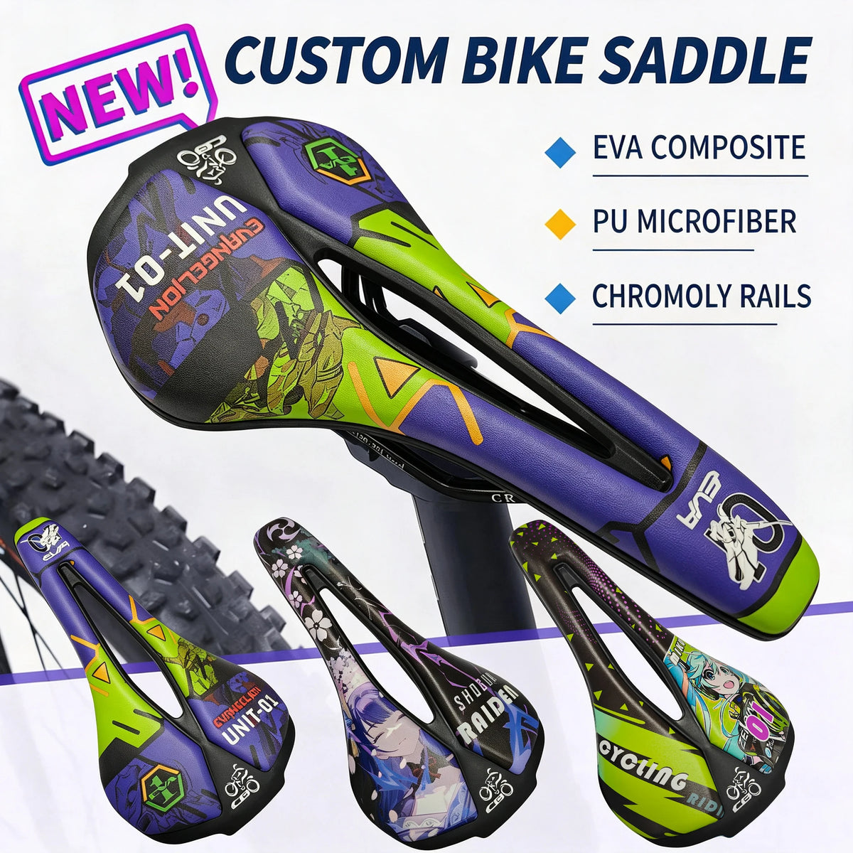 MTB Bicycle Saddle - PU Leather Gel-Filled Shockproof Comfort Seat for Mountain & Road Bikes