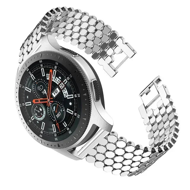 22mm/20mm Stainless Steel Strap for Samsung Galaxy Watch 3, Gear S3, Active 2 & Huawei/Amazfit Watch Bracelet