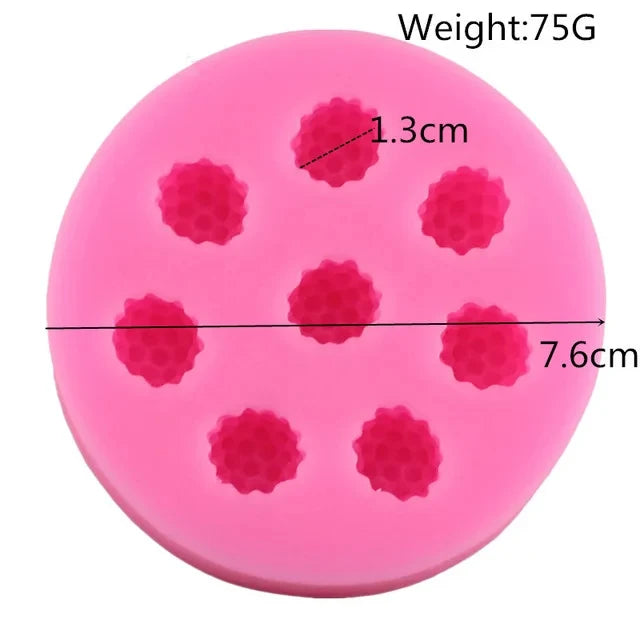 3D Mini Fruit Silicone Candle Mold — Strawberry, Raspberry, Blueberry, Tangerine & Mulberry for Soap, Fondant & Wax Melts