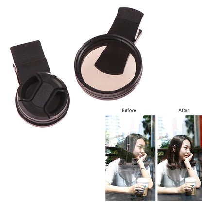 37/52MM CPL Circular Polarizer Filter — Universal Black Camera & Phone Clip-On Lens Accessory for Wide-Angle Photography