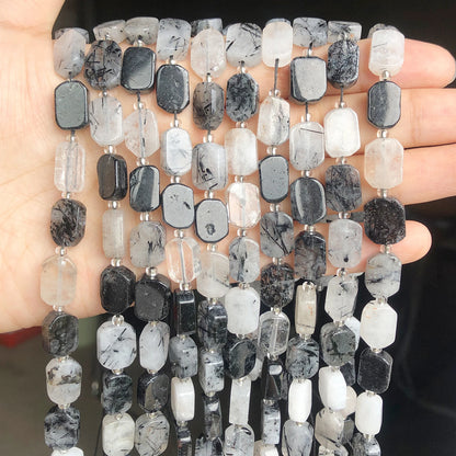 Natural Gemstone Rectangle Beads - 8x12mm Amethyst Citrine Lapis Lazuli Spacer Beads for DIY Jewelry Making & Bracelets